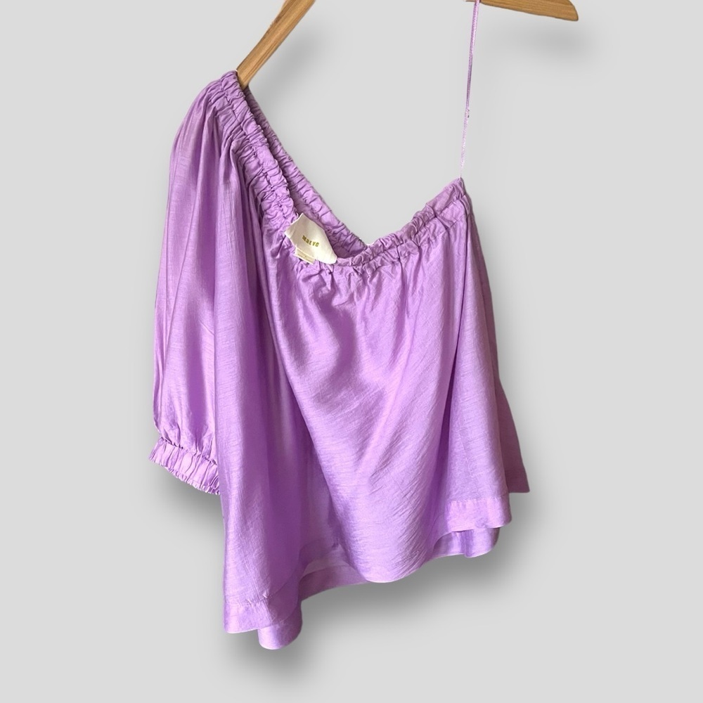 Anthropologie Maeve Purple One Shoulder Leoni Silk.